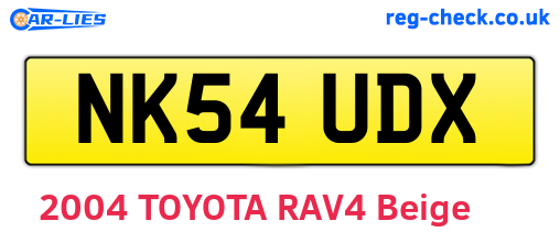 NK54UDX are the vehicle registration plates.