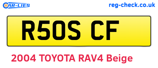 R50SCF are the vehicle registration plates.