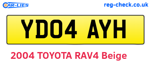 YD04AYH are the vehicle registration plates.
