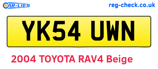 YK54UWN are the vehicle registration plates.