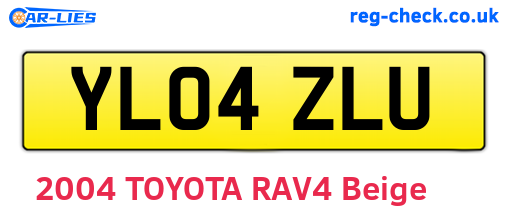 YL04ZLU are the vehicle registration plates.