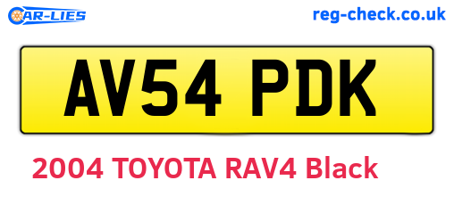 AV54PDK are the vehicle registration plates.