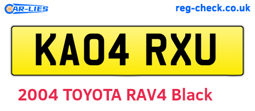 KA04RXU are the vehicle registration plates.