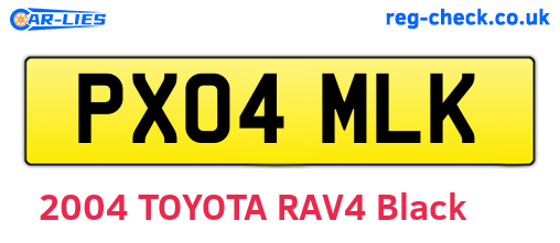 PX04MLK are the vehicle registration plates.