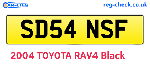 SD54NSF are the vehicle registration plates.