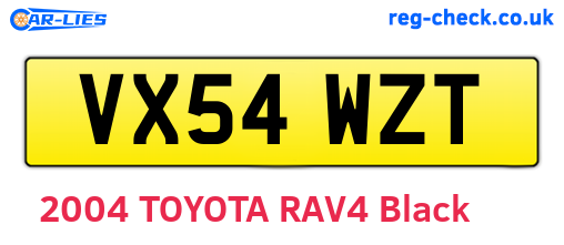 VX54WZT are the vehicle registration plates.