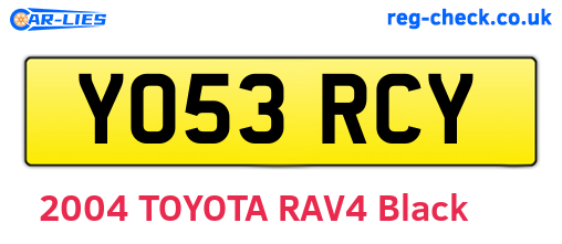 YO53RCY are the vehicle registration plates.