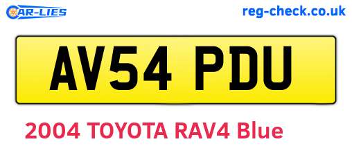 AV54PDU are the vehicle registration plates.