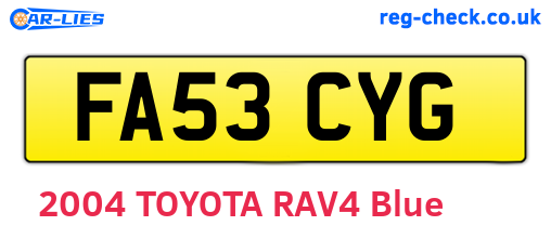 FA53CYG are the vehicle registration plates.
