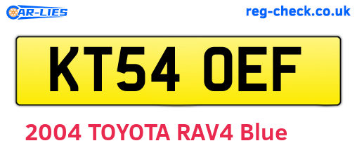 KT54OEF are the vehicle registration plates.