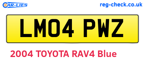 LM04PWZ are the vehicle registration plates.