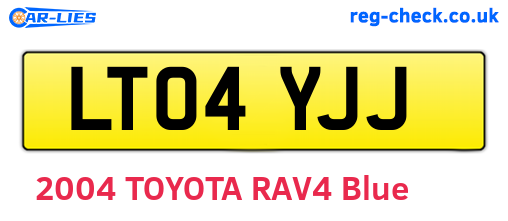 LT04YJJ are the vehicle registration plates.