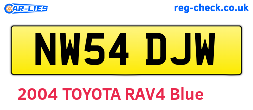 NW54DJW are the vehicle registration plates.