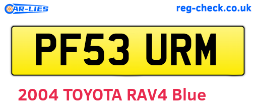 PF53URM are the vehicle registration plates.