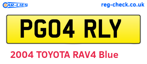 PG04RLY are the vehicle registration plates.