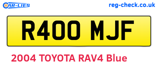R400MJF are the vehicle registration plates.