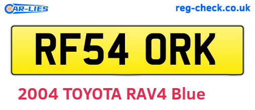 RF54ORK are the vehicle registration plates.