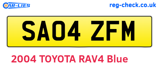 SA04ZFM are the vehicle registration plates.