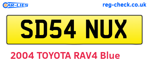 SD54NUX are the vehicle registration plates.
