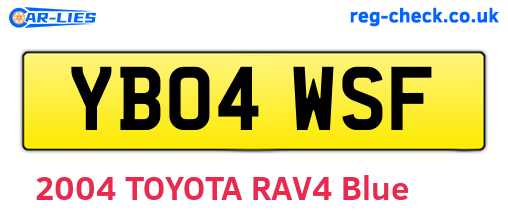 YB04WSF are the vehicle registration plates.