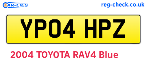 YP04HPZ are the vehicle registration plates.