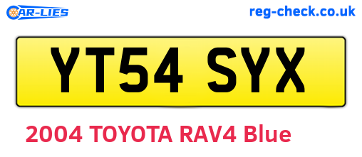 YT54SYX are the vehicle registration plates.
