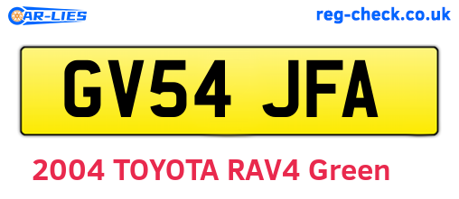 GV54JFA are the vehicle registration plates.