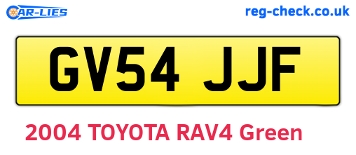 GV54JJF are the vehicle registration plates.