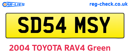 SD54MSY are the vehicle registration plates.