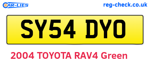 SY54DYO are the vehicle registration plates.