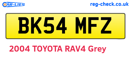 BK54MFZ are the vehicle registration plates.
