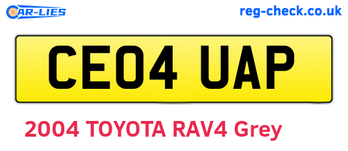 CE04UAP are the vehicle registration plates.