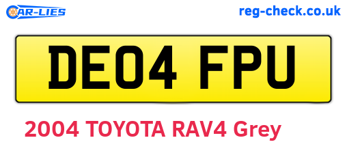 DE04FPU are the vehicle registration plates.
