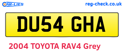 DU54GHA are the vehicle registration plates.