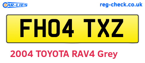FH04TXZ are the vehicle registration plates.
