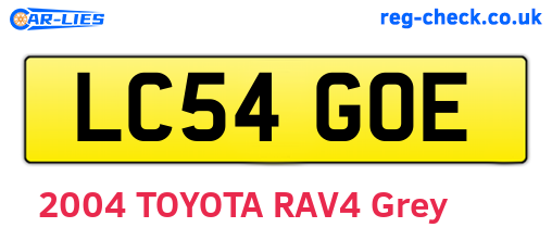 LC54GOE are the vehicle registration plates.