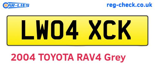 LW04XCK are the vehicle registration plates.