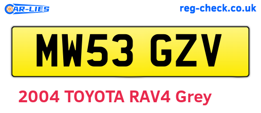 MW53GZV are the vehicle registration plates.
