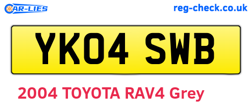 YK04SWB are the vehicle registration plates.