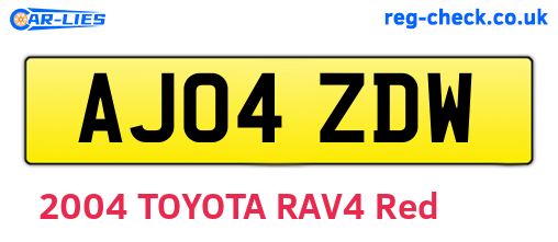 AJ04ZDW are the vehicle registration plates.