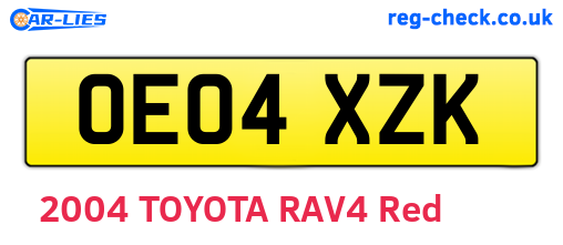 OE04XZK are the vehicle registration plates.
