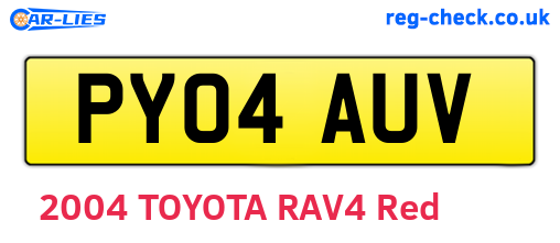PY04AUV are the vehicle registration plates.