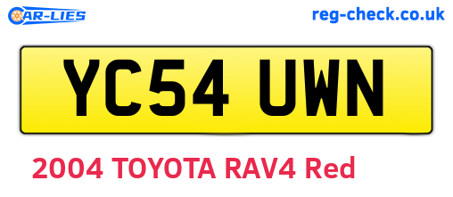 YC54UWN are the vehicle registration plates.