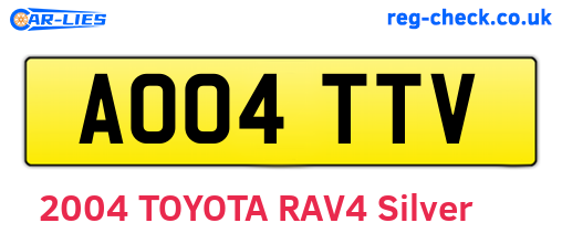 AO04TTV are the vehicle registration plates.