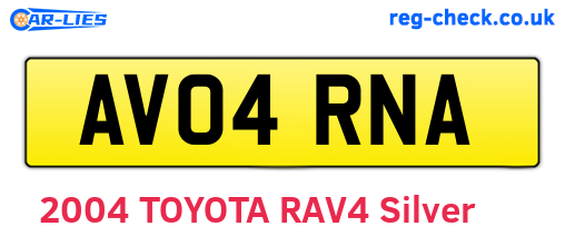 AV04RNA are the vehicle registration plates.