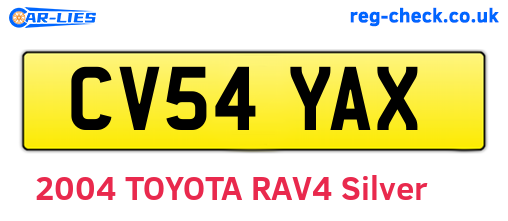CV54YAX are the vehicle registration plates.