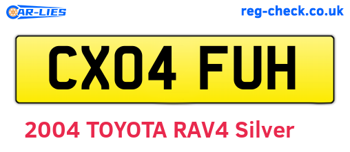 CX04FUH are the vehicle registration plates.