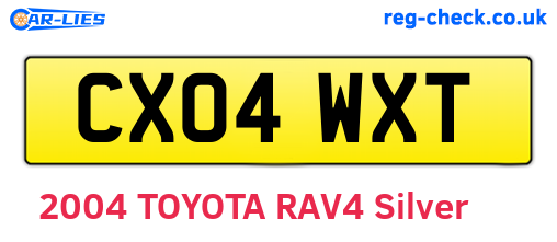 CX04WXT are the vehicle registration plates.