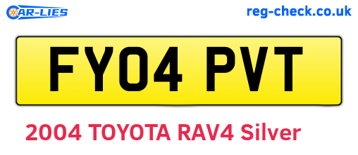 FY04PVT are the vehicle registration plates.