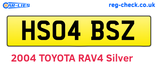 HS04BSZ are the vehicle registration plates.
